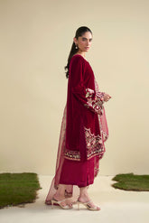 FW25DA-2804   RED  2PCS  EMBROIDERED KURTA WITH TROUSER